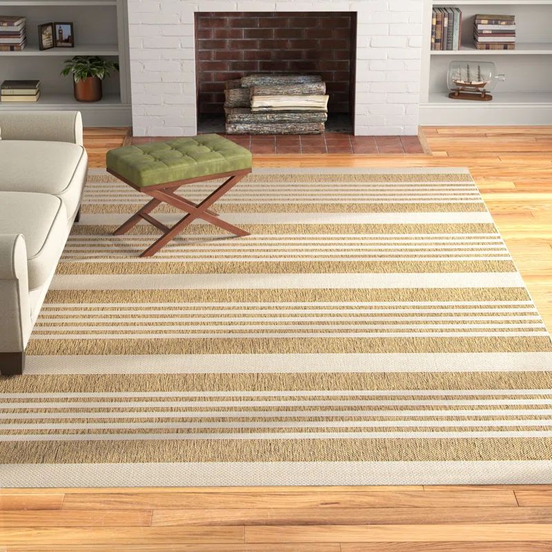 Herefordshire Striped Brown/Bone Indoor/Outdoor Area Rug | Wayfair North America