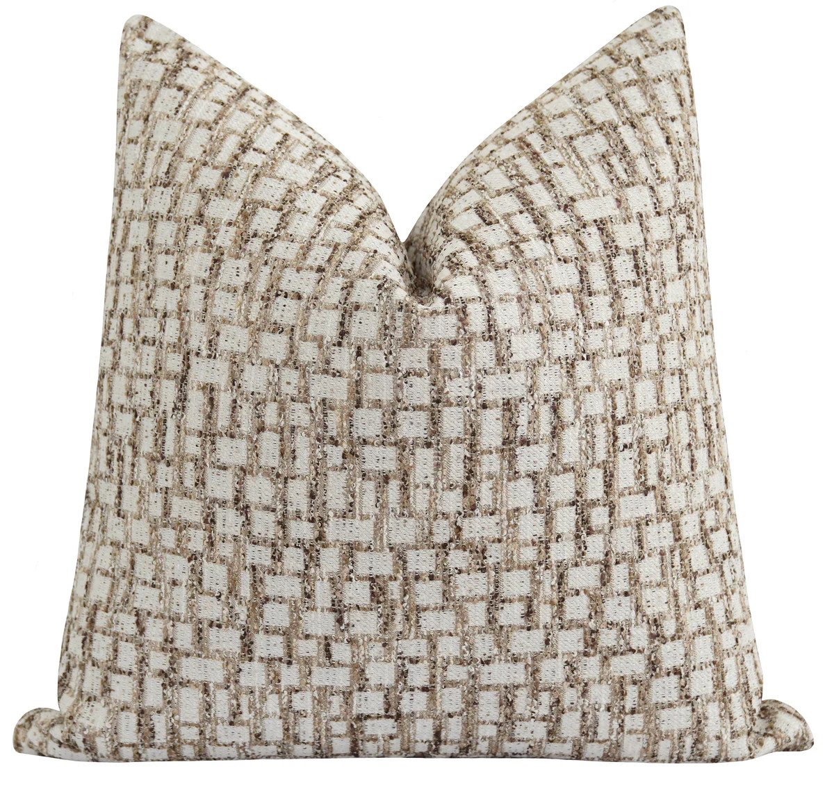 Tryon Pecan Woven Check Pillow | Land of Pillows