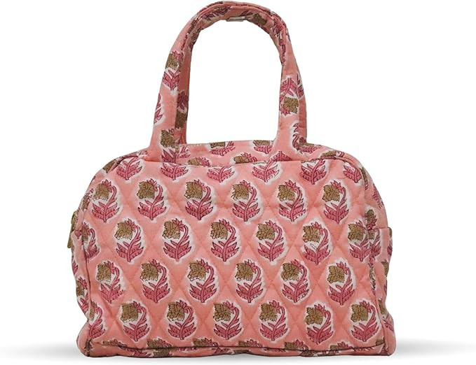 Handmade Cotton Quilted Travel Bag|Floral Hand Block Print Toiletry Bag,Cosmetic Pouch Bag |Flora... | Amazon (US)