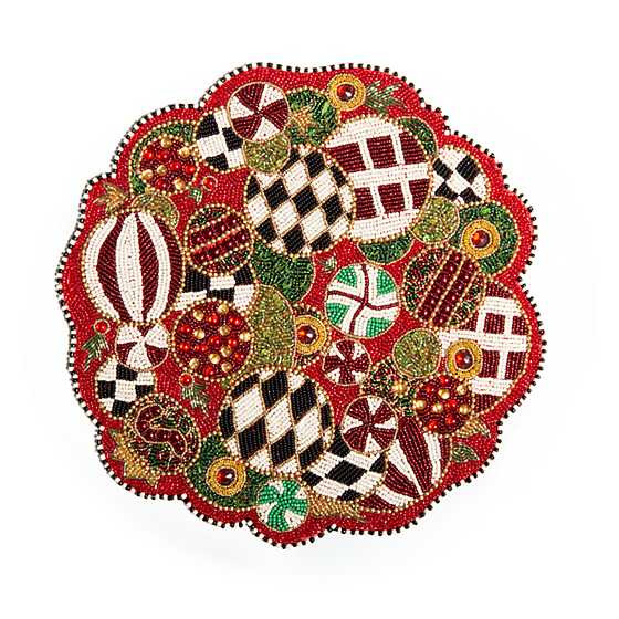 Jolly Ornaments Beaded Placemat | MacKenzie-Childs
