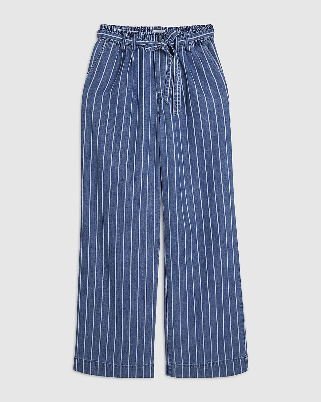 Blue Stripe Wide Leg Paperbag Jeans | River Island UK & IE