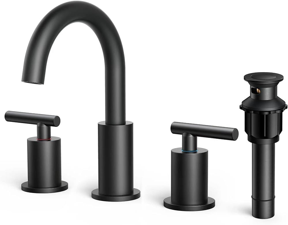 FORIOUS Bathroom Faucet, Black Bathroom Faucet 3 Hole Bathroom Faucet with Pop-Up Drain and Water... | Amazon (CA)