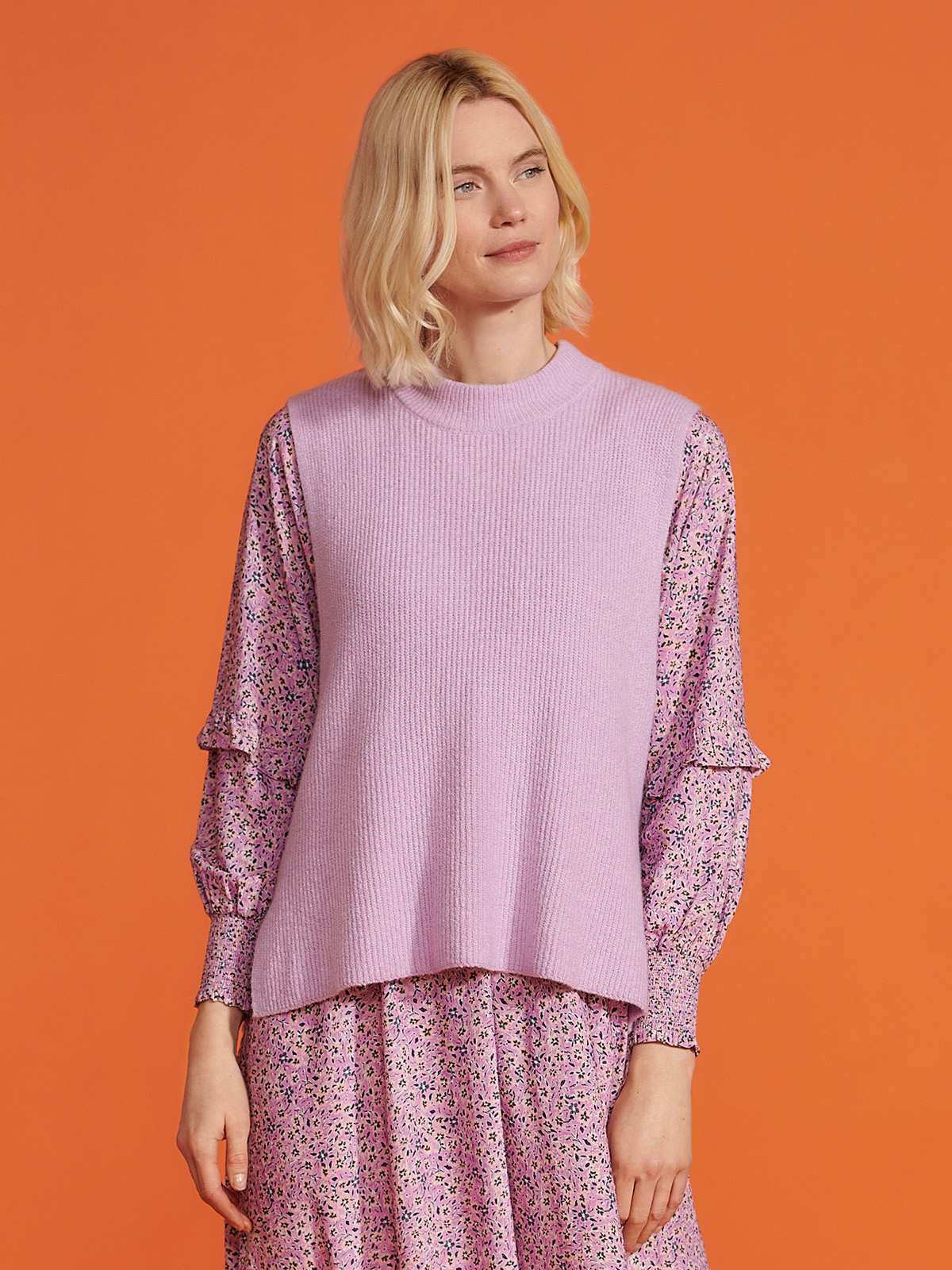 Armabelle Organic Cotton Fluffy Knitted Vest - Lavender Purple | Thought (Global)