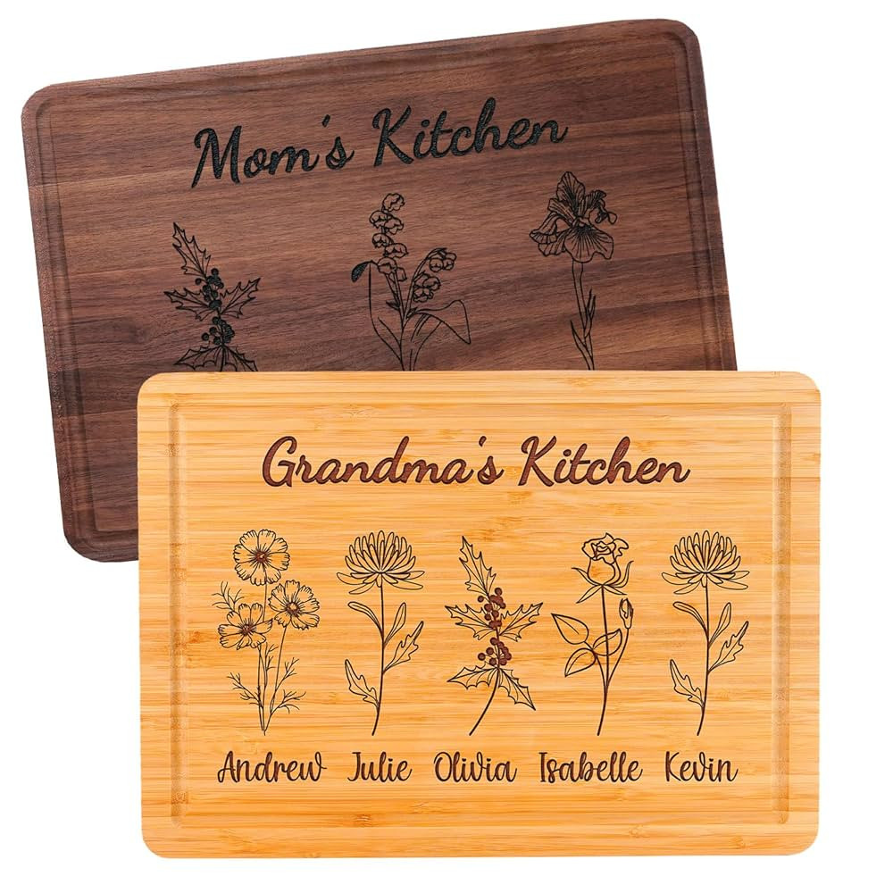 Personalized Cutting Board For Mom - Grandma, Birth Flower Grandmom's Garden, Mothers Day Gifts F... | Amazon (US)