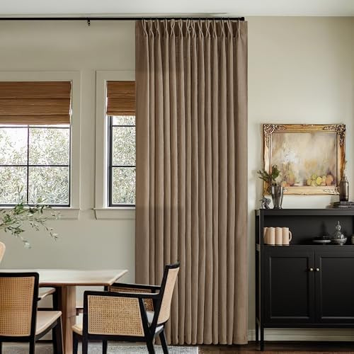 Brown Linen Pinch Pleated Curtains 108 Inches Long 2 Panels for Living Room Bedroom Light Filteri... | Amazon (US)
