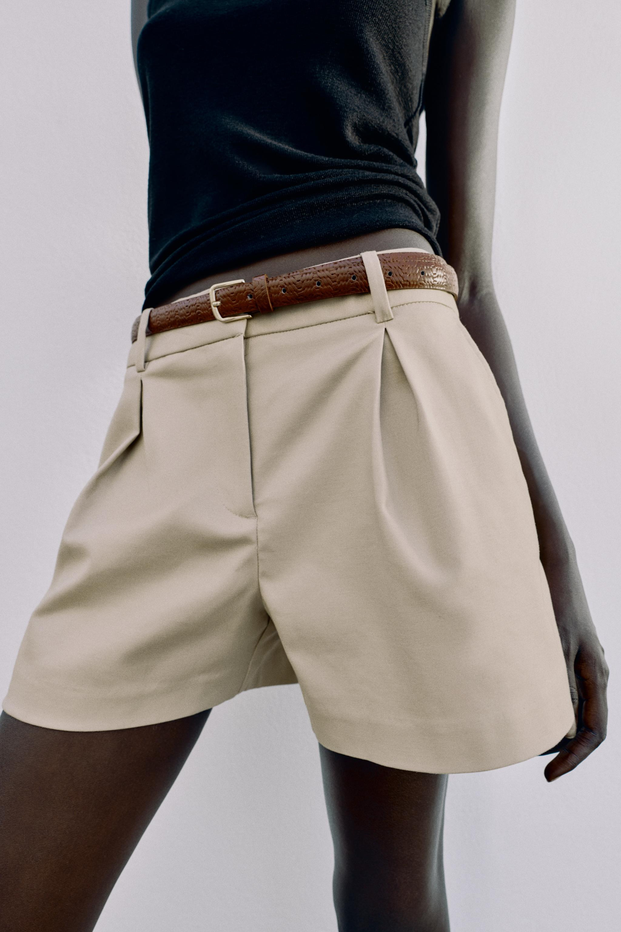 BELTED PLEATED SHORTS | Zara US