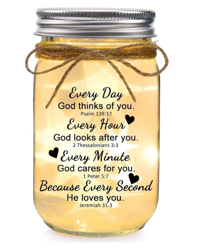 Mason Jar Night Lights Gift for anyone needing a boost of encouragement. Every Day God Thinks of You...He Loves You

#LTKHoliday #LTKTravel #LTKGiftGuide
