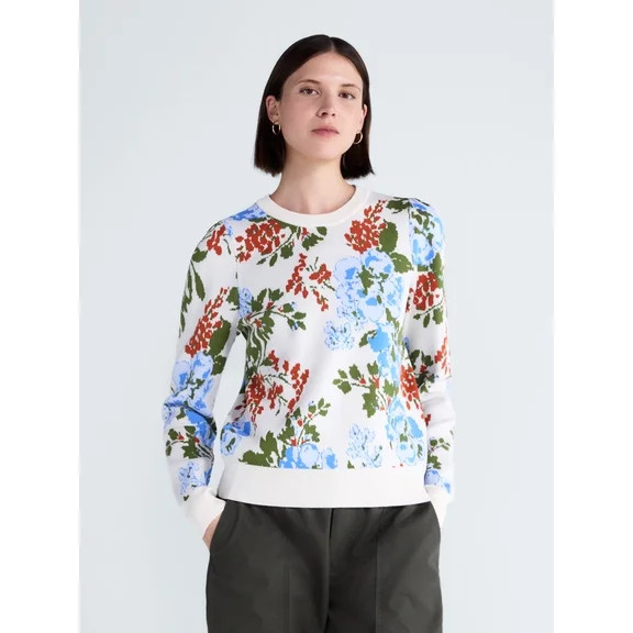 Free Assembly Women's and Women's Plus Sweater with Long Puff Sleeves, Midweight, Sizes XS-4X | Walmart (US)