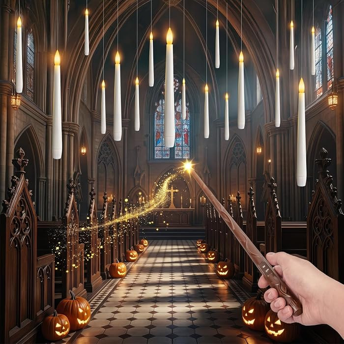 20PCS Floating Candles with Wand Remote, Flameless Hanging Taper Candles with Flickering Warm Lig... | Amazon (US)
