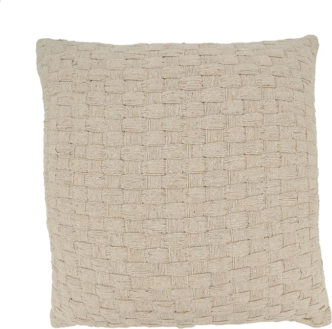 SARO LIFESTYLE Textured Waffle Weave Poly Filled Pillow, 20"x20", Ivory | Amazon (US)