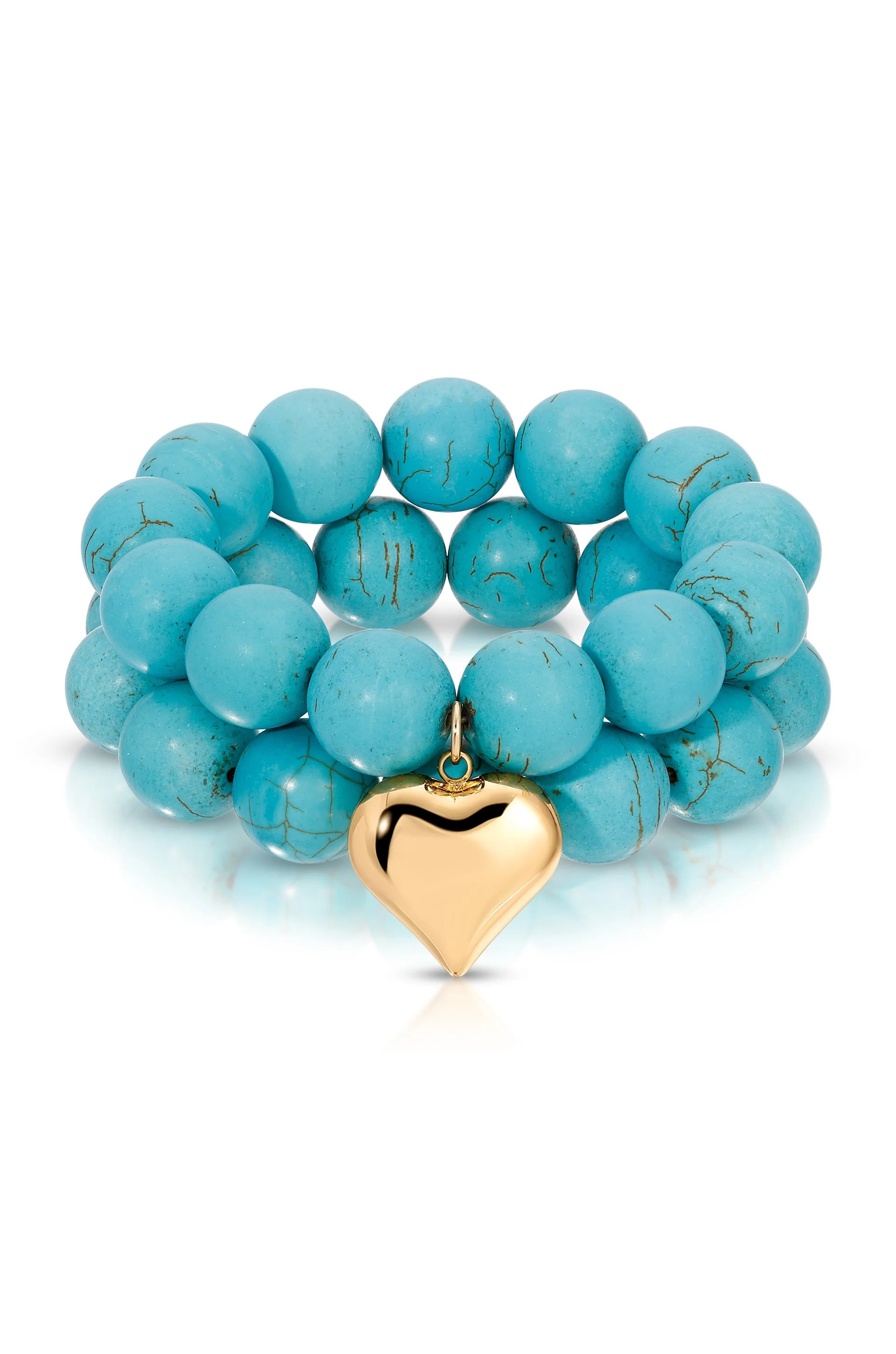 Luck and Love Turquoise Heart Bracelet Set | Ettika