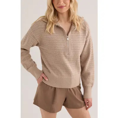 Varley Darla Half Zip Sweater in Silver Filigree at Nordstrom, Size X-Small | Nordstrom