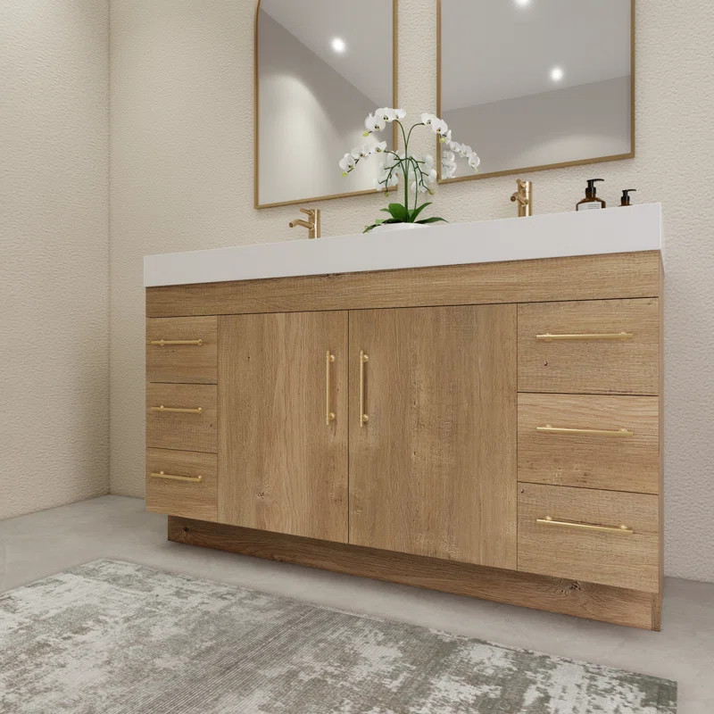 Morenobath 60" Double Bathroom Vanity Set with Drawers and Doors & Reviews | Wayfair | Wayfair North America