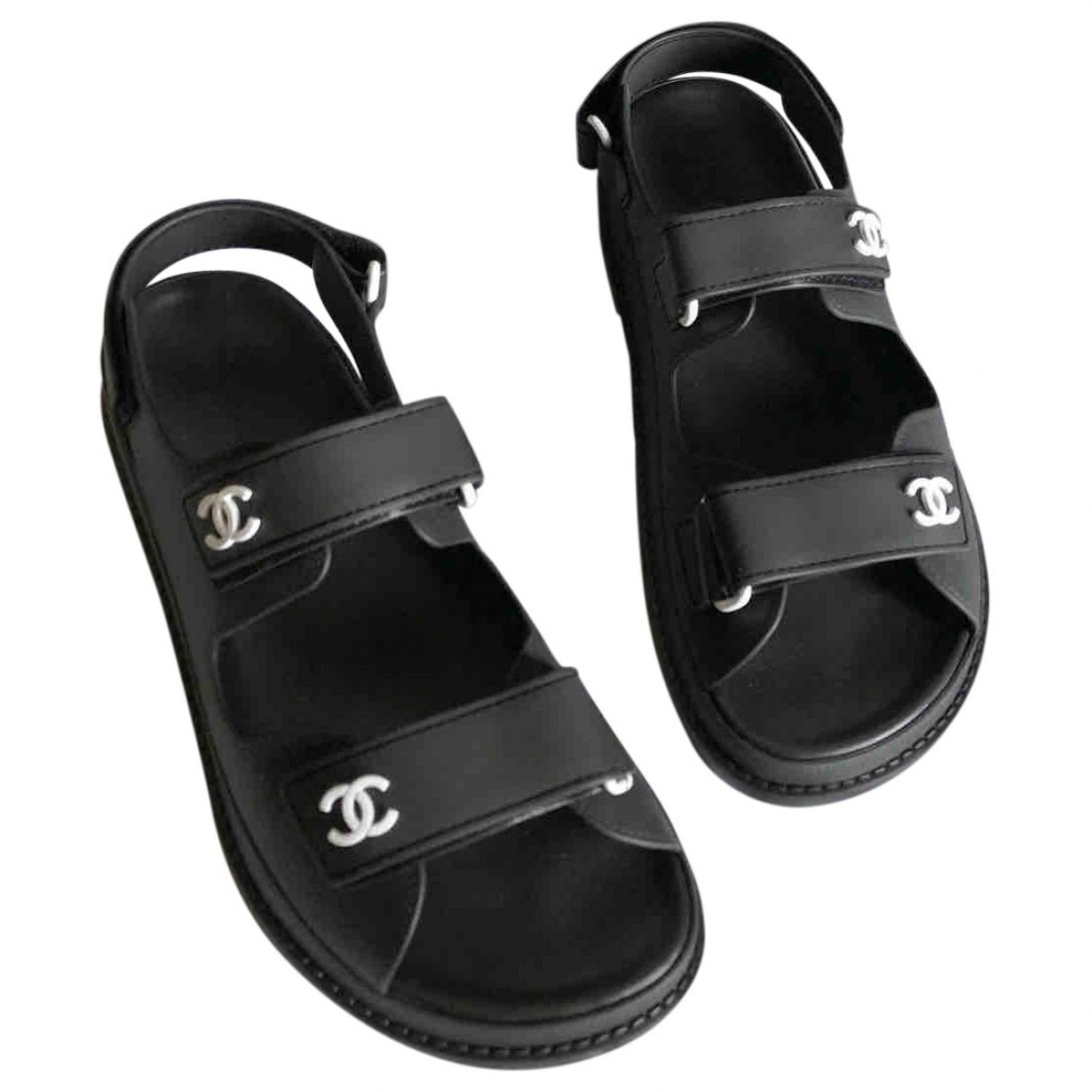 Chanel Dad Sandals Black Sandals for Women | Vestiaire Collective (Global)