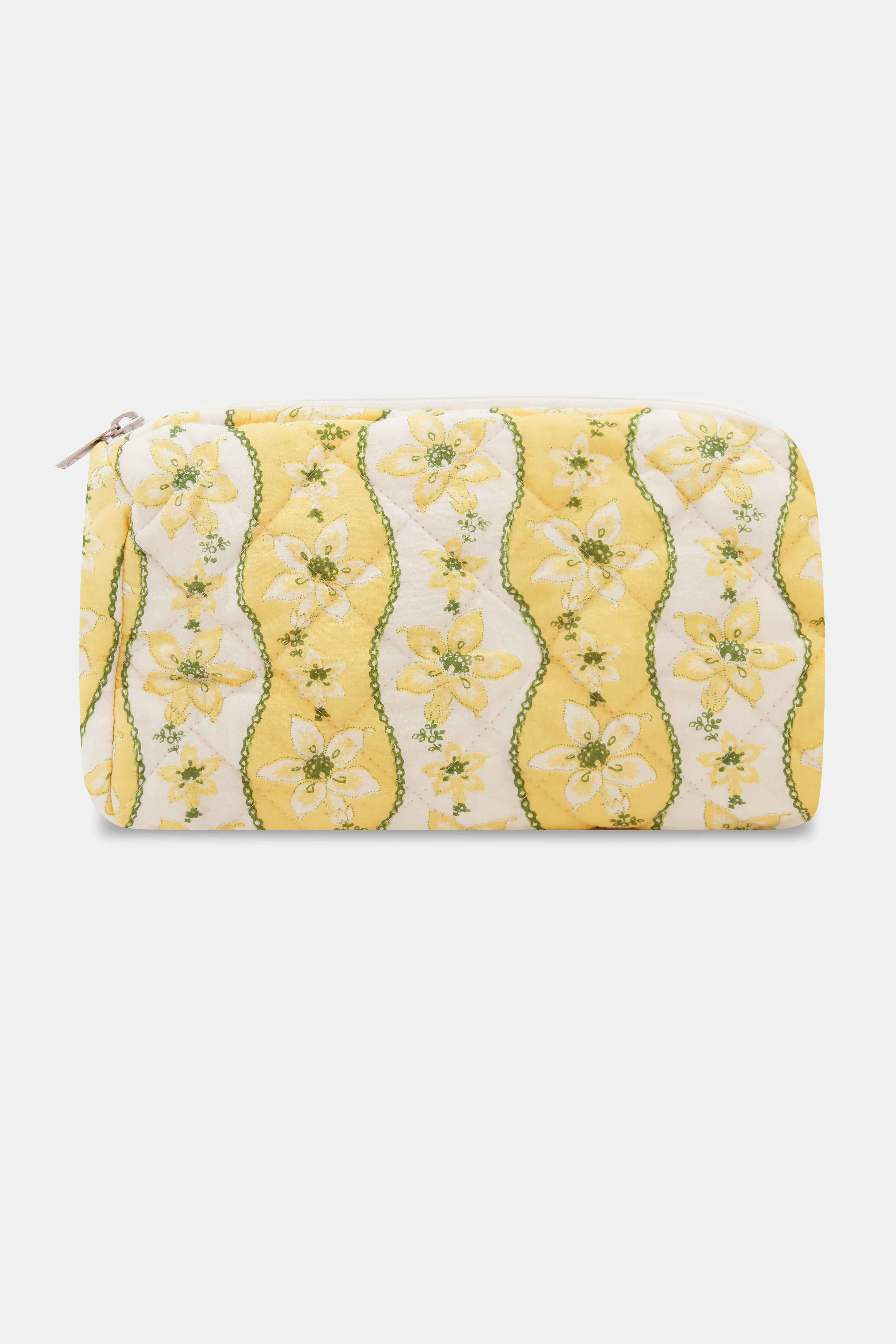 Lillian Floral Stripe Quilted Makeup Bag | Roller Rabbit