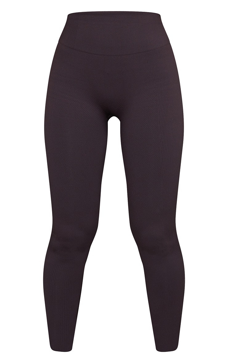 Chocolate Textured Seamless Gym Leggings | PrettyLittleThing UK