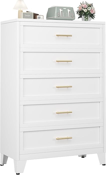 Metal Dresser Tall White Dresser for Bedroom Chest,53.54" H White Drawer Chest, Closet Dressers &... | Amazon (US)