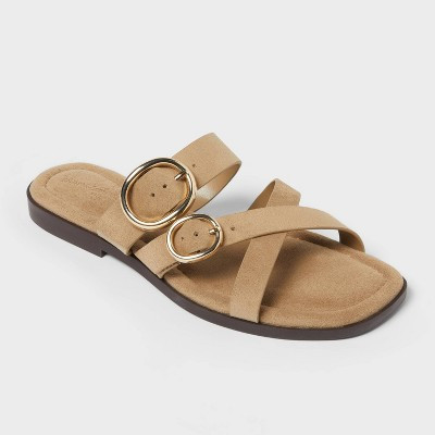 Women's Ridge Sandals with Memory Foam Insole - Universal Thread™ Taupe 12 | Target