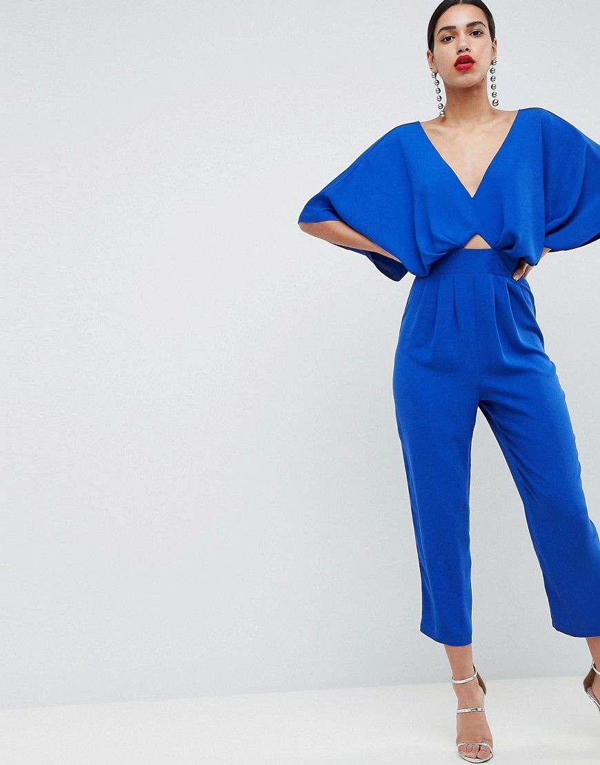 ASOS DESIGN jumpsuit with kimono sleeve and peg leg - Blue | ASOS US