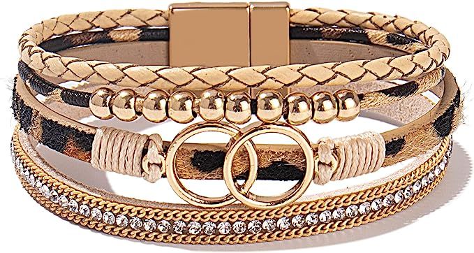 Boho Wrap Bracelets Leather Cuff Bangle Beaded Bracelets for Women Stackable Infinity Bracelets J... | Amazon (US)