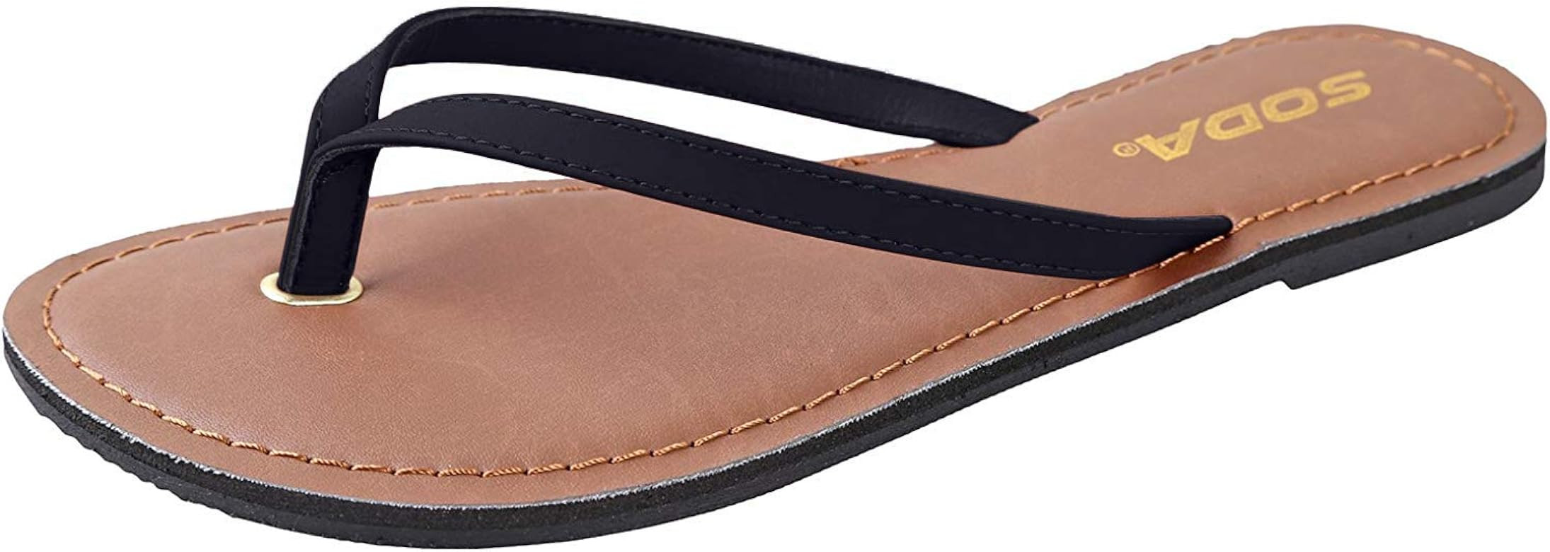 Soda Shoes Women Flip Flops Basic Plain Sandals Strap Casual Beach Thongs FELER | Amazon (US)