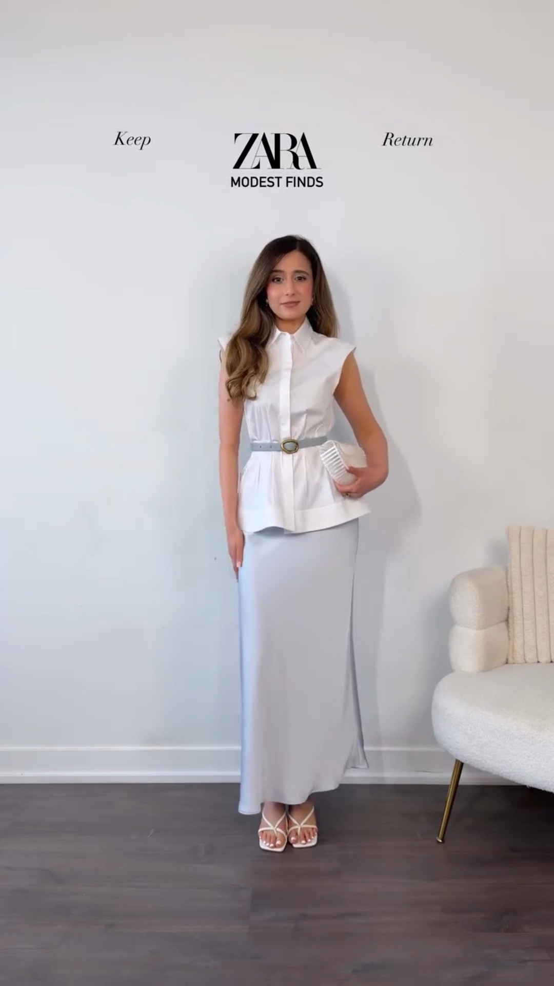 ZARA modest finds ✨ The first ice blue skirt is stunning! So elegant with a peplum shirt. Satin pants with a scarf top looks so cute. The last fringe top with wide legged trousers, WOW, Love!!! 

#tryonhaul #zarahaul #ootdsummer

#LTKsummer #LTKmodest #LTKstyletip