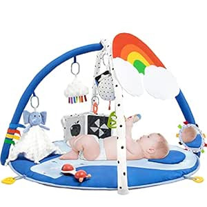 SYNPOS Baby Gym Play Mat, Baby Play Mat with 10 Toys for Sensory and Motor Skill Development, Bab... | Amazon (US)