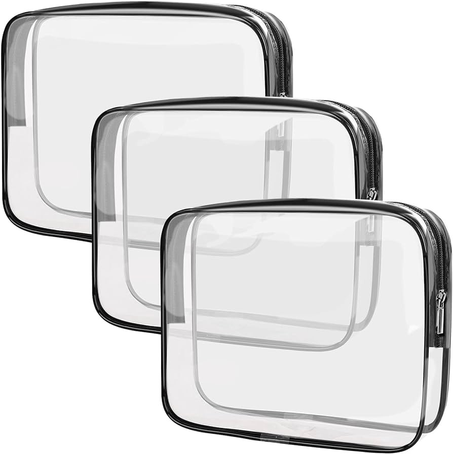 APREUTY Clear Makeup Bags, TSA Approved 3 Pcs Cosmetic Makeup Bags Set Clear PVC with Zipper Hand... | Amazon (US)