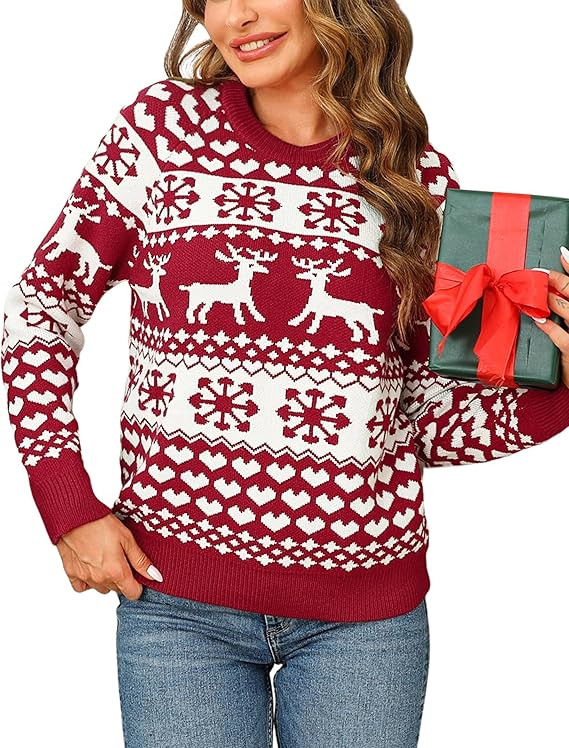 Leversic Pull de Noel Femmes Hiver Pull Noël Femme Pull Moche Noel Femme Drole Noël Sweat Femme... | Amazon (FR)