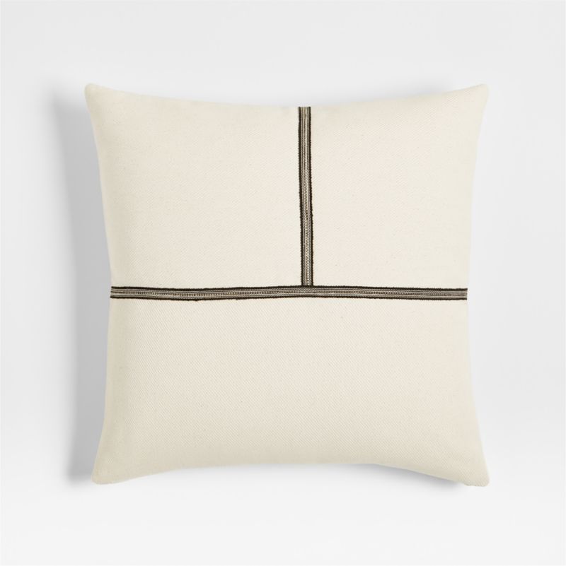 The New Denim Project Cotton 23"x23" Ivory and Black Pieced Throw Pillow Cover + Reviews | Crate ... | Crate & Barrel