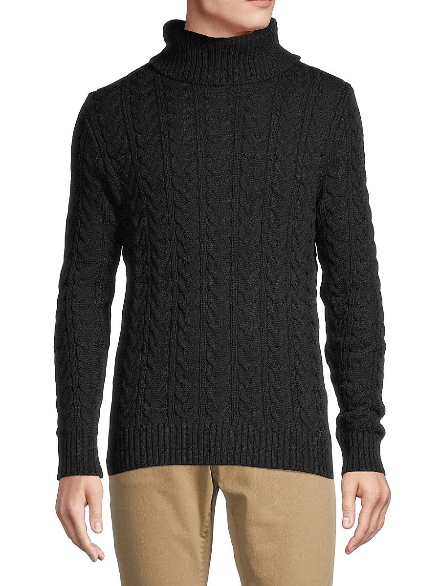 X Ray Men's Cable-Knit Turtleneck Sweater - Black - Size L | Saks Fifth Avenue OFF 5TH