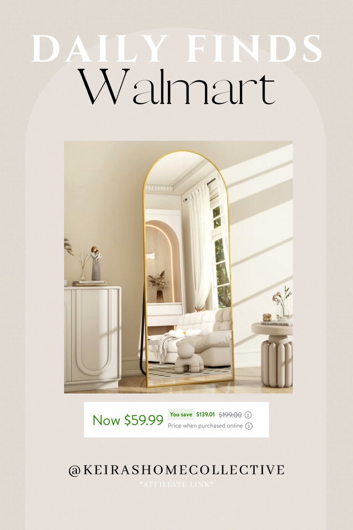 Daily deals!

Walmart
Mirror
Standing mirror 
Black mirror 
Gold mirrorr
Home decor
Neutral home
White couch
Neutral couch
Living room
Coffee table
Olive tree
Accent chair
Chair
Home finds
Home decor sale
Neutral aesthetic 
Neutral home finds
Organic modern home
Decor pieces


#LTKfindsunder100 #LTKsalealert #LTKhome