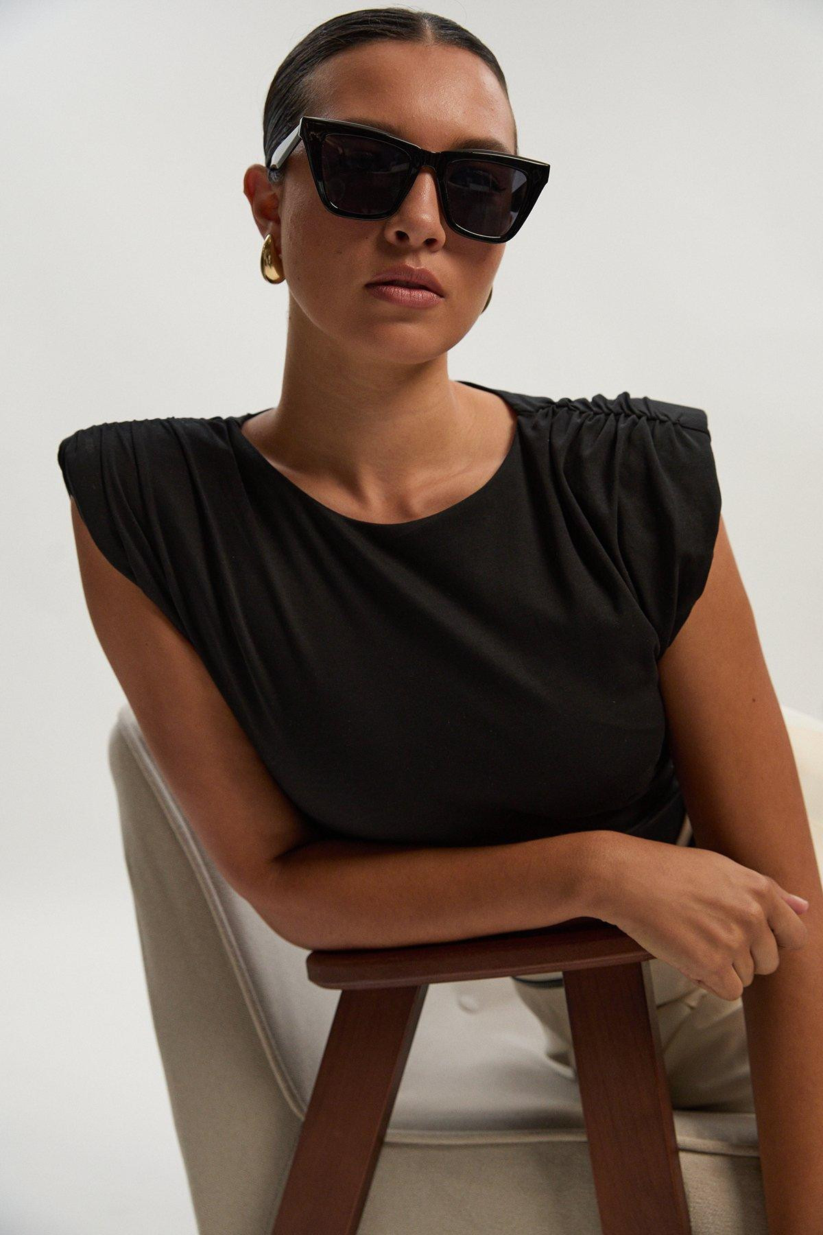 Stretch Jersey Power Shoulder Bodysuit | Karen Millen UK + IE + DE + NL