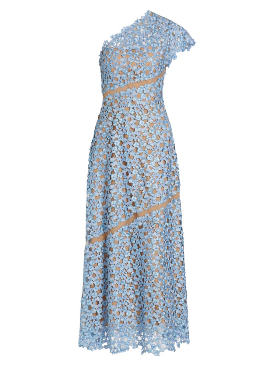 Asymmetric Floral Embroidered Lace Maxi Dress | Saks Fifth Avenue