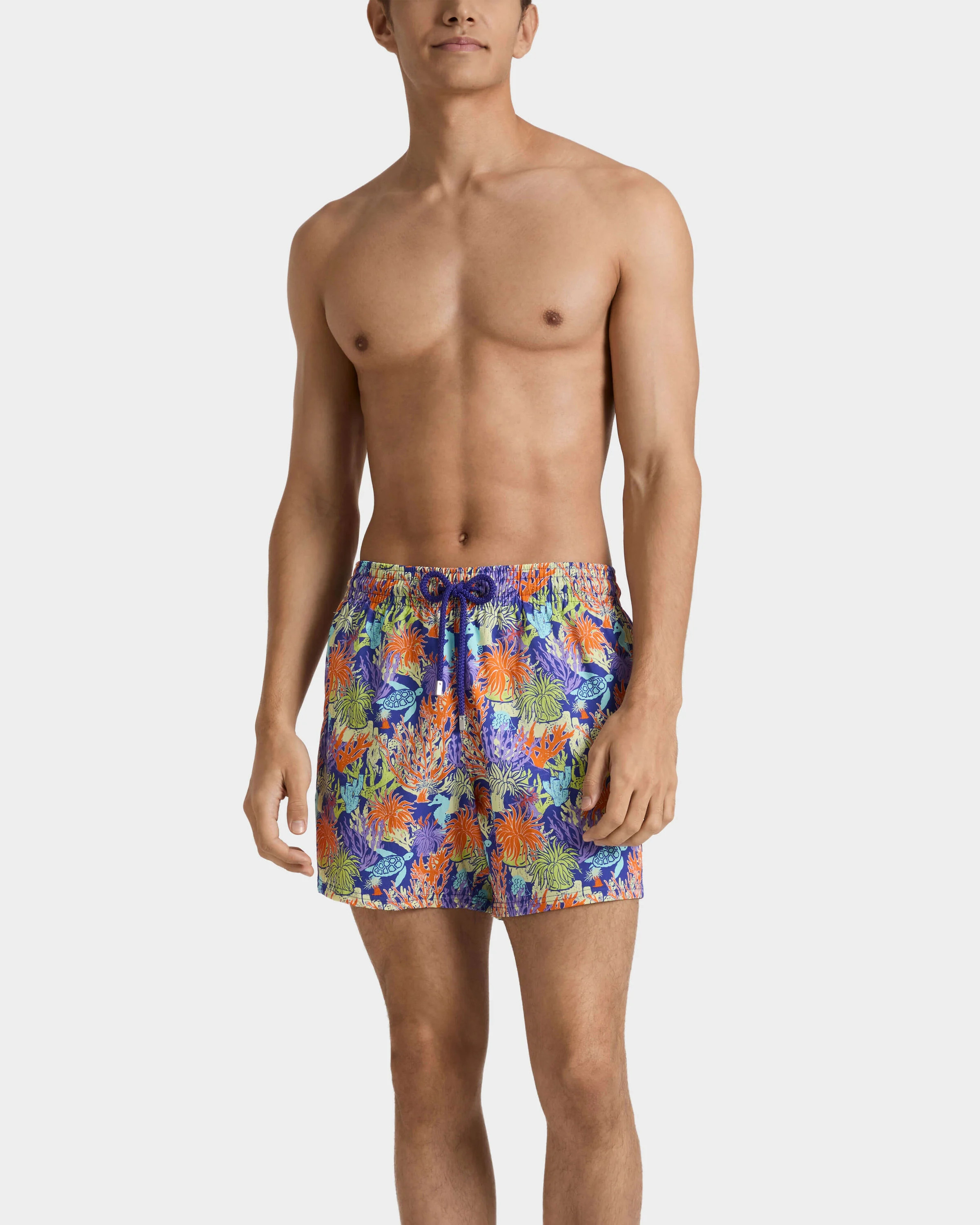 Men Stretch Short Swim Trunks Aquatic Life - Blue Versailles | Vilebrequin (US)