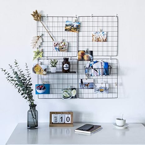 devesanter DS Grid Photo Wall Wire Grid Panel Picture Display Iron Decorative Rack Photograph Wal... | Amazon (US)