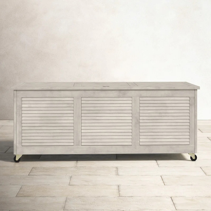 Birch Lane™ 47.2'' W 50 Gallons Solid Wood Eucalyptus Deck Box with Wheels | Wayfair North America