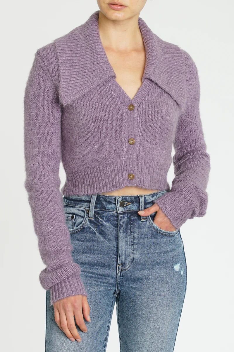 Lenore Collared Crop Cardigan - Orchid | Pistola Denim