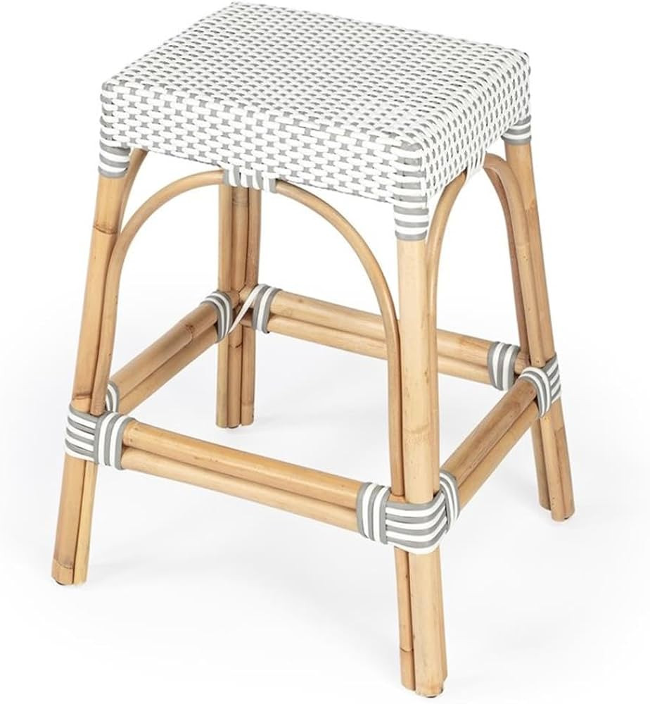 Grey & White Rattan Counter Stool | Amazon (US)