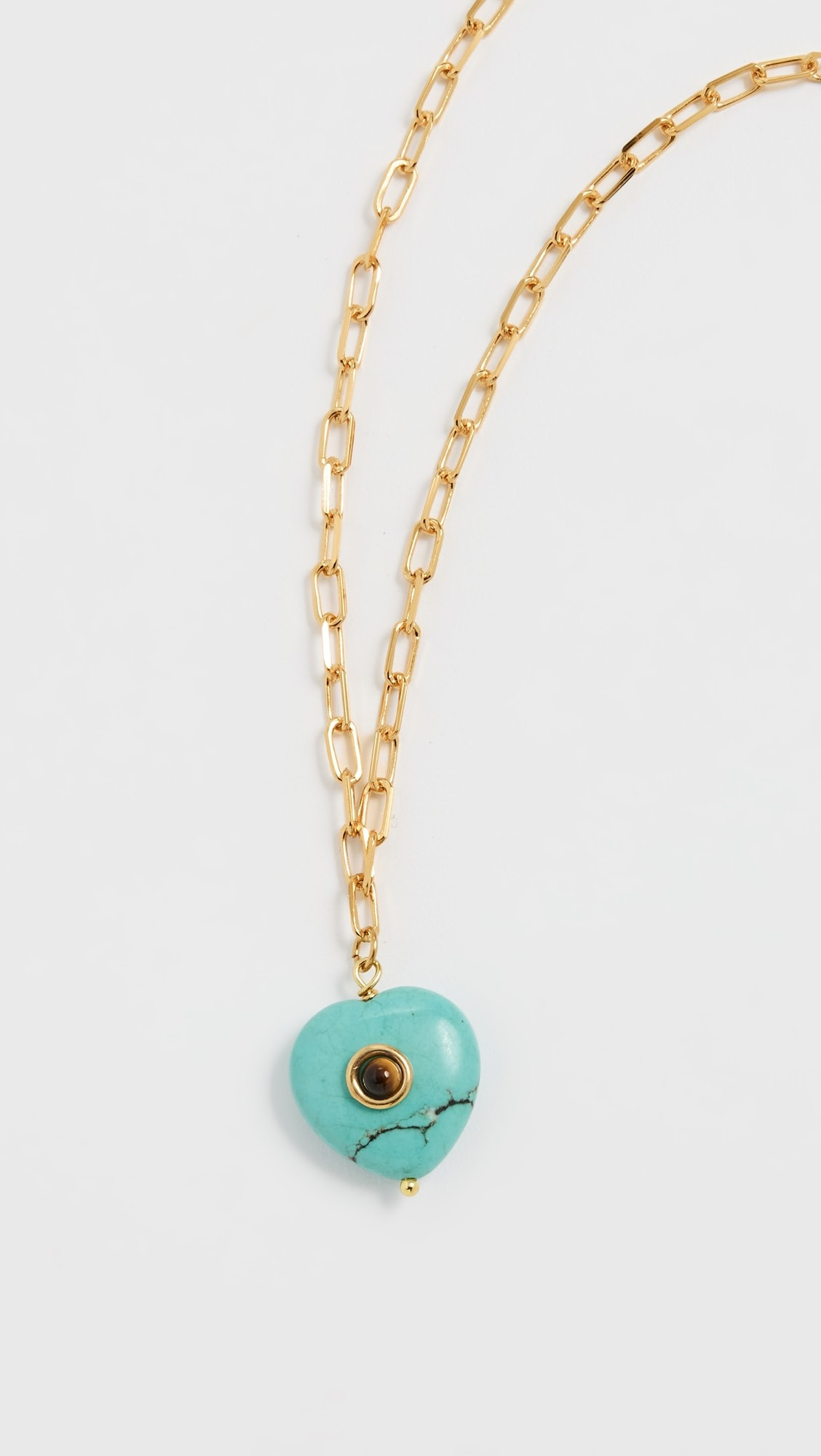 Paperclip Turquoise Stone Heart Necklace | Shopbop