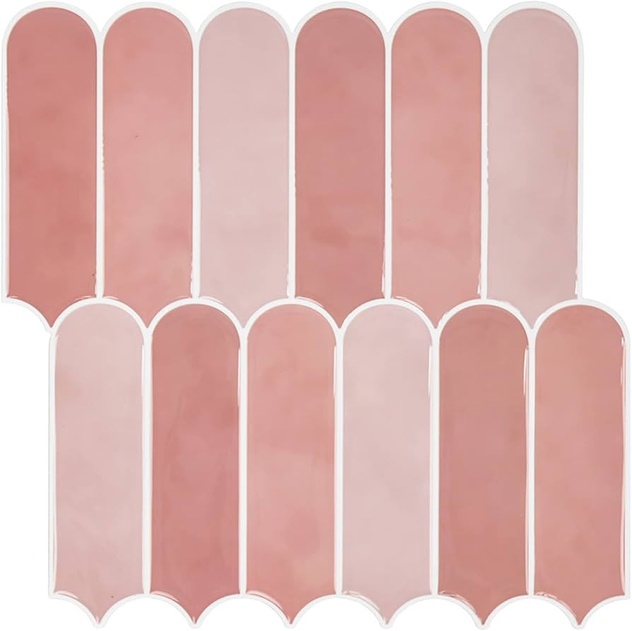 Pink Peel and Stick Backsplash Tile, Self Adhesive Feather Peacock Temporary Kitchen Backsplash T... | Amazon (US)