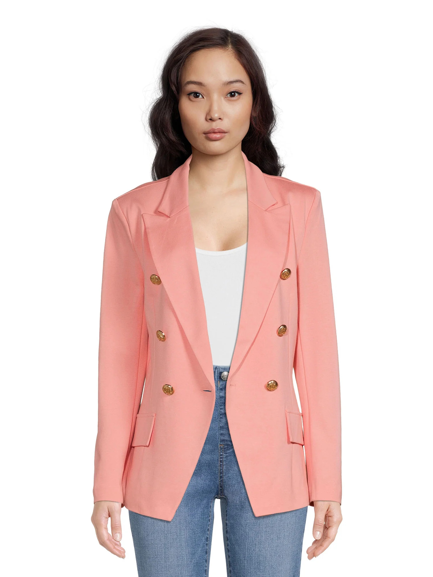 Attitude Unknown Women's Metallic Button Blazer | Walmart (US)