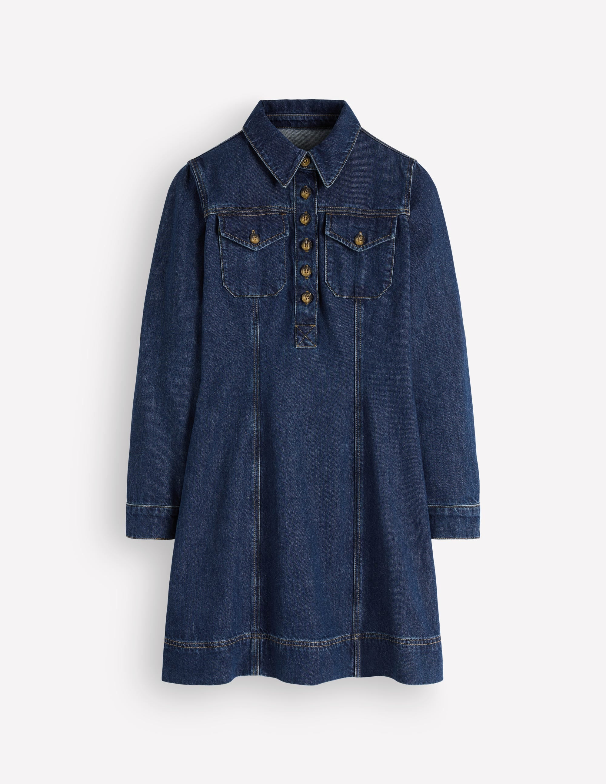 Fleur Denim Short Dress-Mid Vintage Denim | Boden (US)