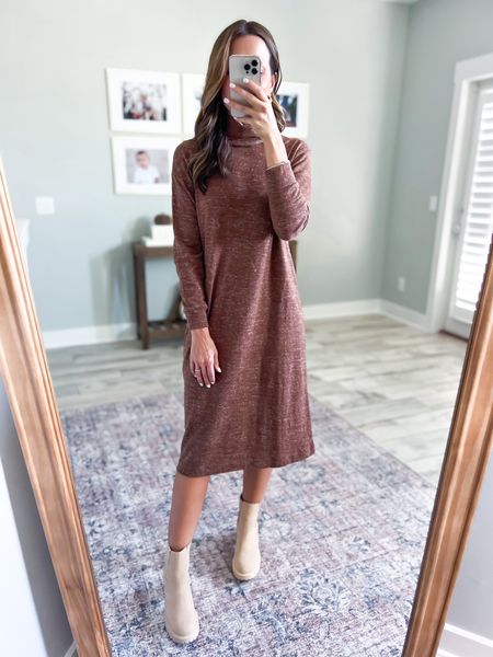 Old Navy Turtleneck midi dress on sale (XSP). Amazon Chelsea boots (TTS). Fall outfit. Teacher outfit. Fall style. Fall dress. Travel outfit. Amazon rug. Target mirror. Target gold picture frames. Pumpkin patch outfit. 

*Dress is a relaxed fit and super comfortable!

#LTKSeasonal #LTKunder50 #LTKshoecrush