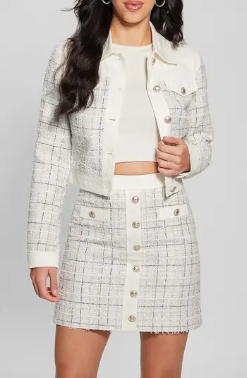 Natalie Plaid Tweed Trucker Jacket | Nordstrom