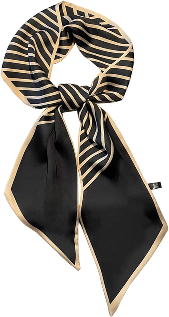 kcctoo 59" Mulberry Silk Like Head Scarf Women's Fashion Square Neck Satin Scarfs for Bag Hair Sc... | Amazon (US)