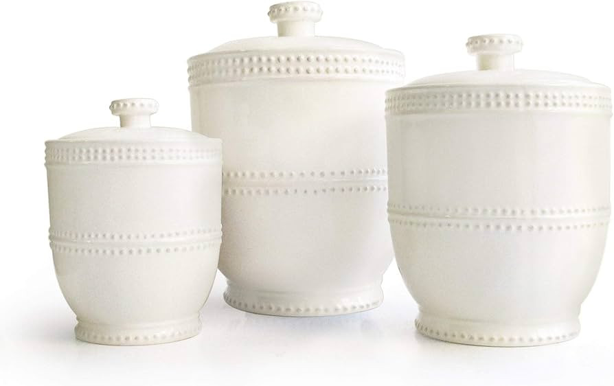 3-Piece Canister Set White Ceramic | Amazon (US)