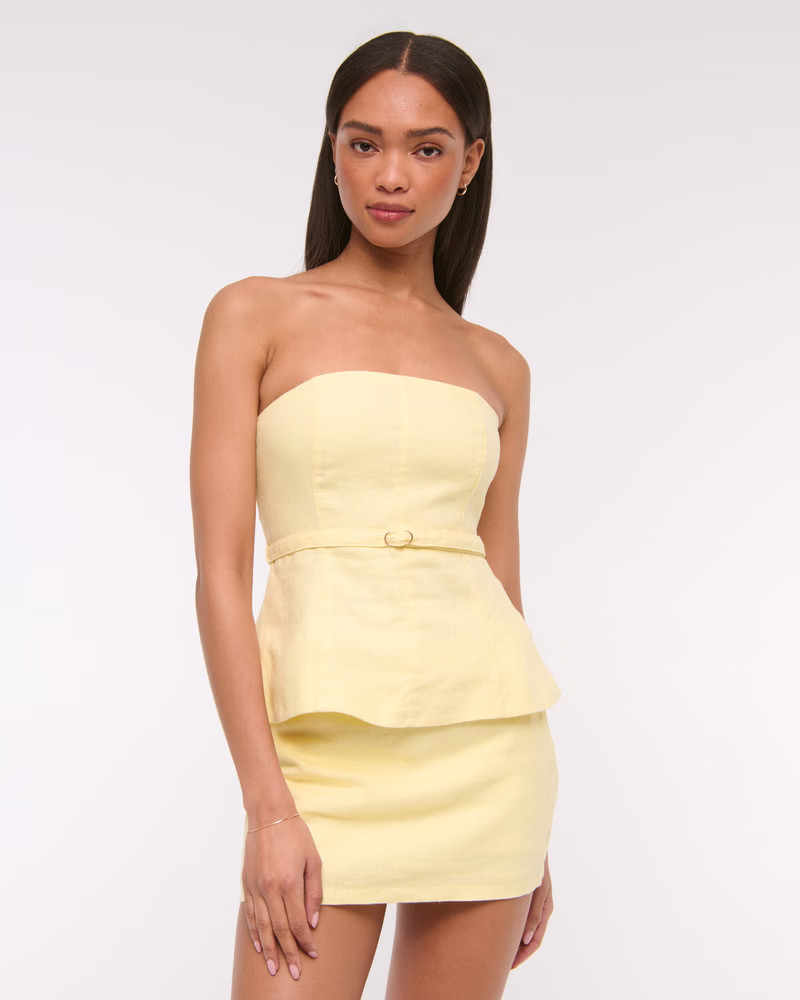 Women's Premium Linen Strapless Tailored Top | Women's New Arrivals | Abercrombie.com | Abercrombie & Fitch (UK)