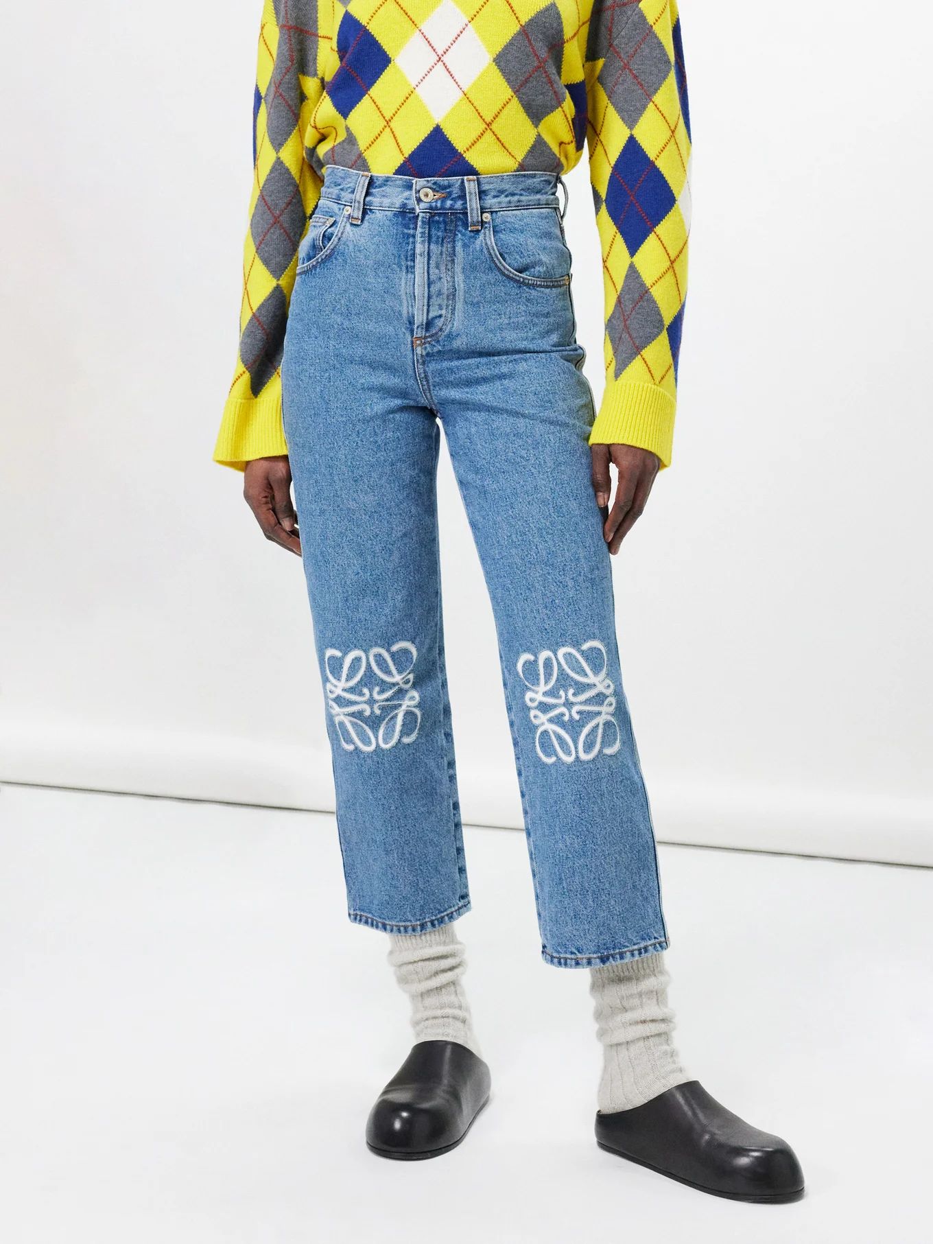 Anagram-embroidered cropped jeans | Matches (UK)