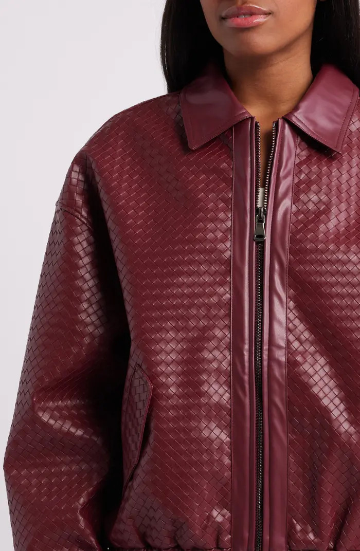 LIONESS Kenny Woven Faux Leather Bomber Jacket | Nordstrom | Nordstrom